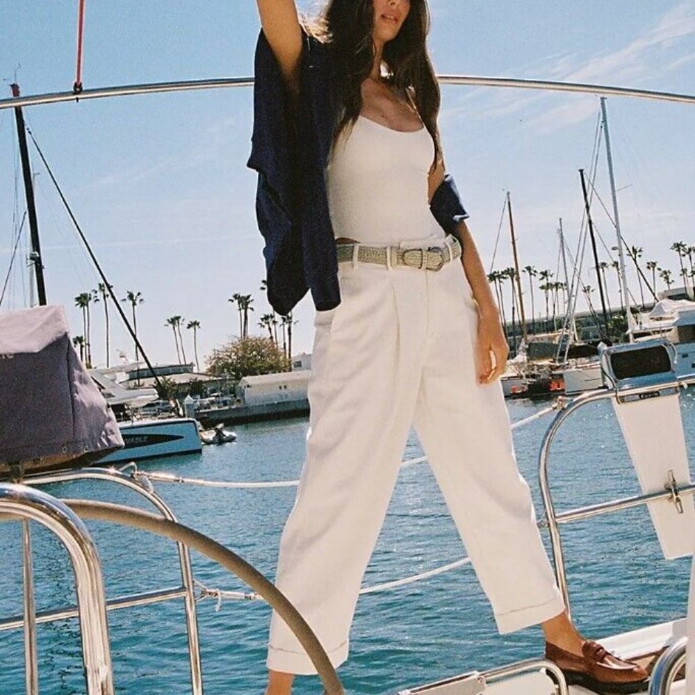 NWOT Free People Needed Breaking Trousers White